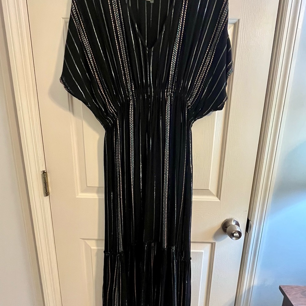 Elan Metallic Striped Maxi Dress